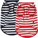Dog Shirt Striped Clothes Stretchy Vests for Small Medium Large Dogs Boy Girl Cat Apparel Soft Cotton Puppy T-Shirts Lightweight Pet Tank Top Kitten Outfit Pack-2 Red & Blue S