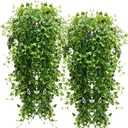 RECUTMS Artificial Hanging Plants 4pcs 33Inch Fake Wall Plant Faux Eucalyptus Leaves Ivy Swag UV Resistant Plastic Greenery Indoor Outdoor Home Garden Wedding Jungle Party Patio Office Shelf Decor