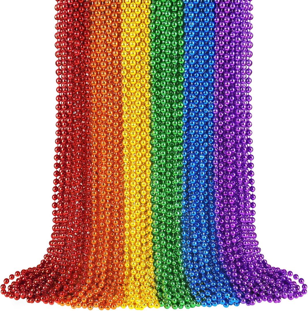 YAXINRUI 72 PCS Pride Beads Necklaces, LGBTQ Pride Beads Stuff Accessories Metallic Rainbow Bead Necklaces for Gay Lesbian Pride Month Parade Throws Rainbow Pride Party Favors in 6 Colors