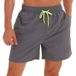 SILKWORLD Men's Swim Trunks Quick Dry Beach Shorts with Pockets (Gray, L)