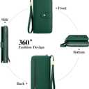 GAEKEAO Wallet for Women Clutch RFID Blocking Wristlet Leather Purse Large Capacity Credit Card Holder with Grip Hand Strap