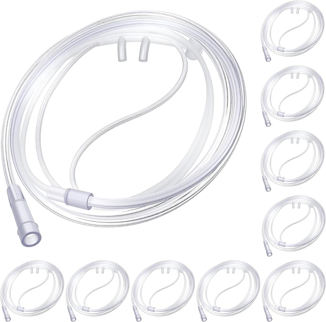 10 Pack 4Ft Adult Oxygen Nasal Cannula, Soft Oxygen Tubing for Adult, Cannula Nasal Tubing with Soft Curved Nose Piece, High Flow Lightweight Tube (Transparent)