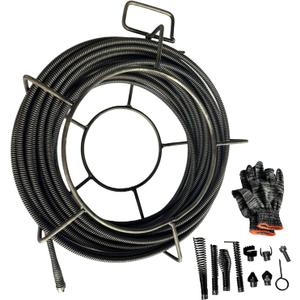 Drain Cleaning Cable with 8 Cutter for 2" to 4" Pipes, 50 Feet x 1/2 Inch