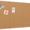 VIZ-PRO 96" x 48" Large Cork Bulletin Board, Foldable & Wall-Mounted Notice Pin Board with Silver Aluminum Frame, for School Home Office - 8' x 4' Corkboard