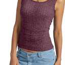 Womens Tank Tops Crewneck Sleeveless Summer Sweaters Vest Casual Basic Tees Ribbed Shirts (Red, S)