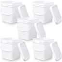 Mumufy 5 Pcs 3.5 Gallon Square Food Grade Bucket with Lid Square Bucket Pail with Plastic Handles for Storing Dry Food, Charcoal, Camping, Fishing (White)
