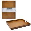 Larger Bamboo Serving Tray with Handles - Decorative Wooden Trays for Eating, Working, and Storing, Suitable for Use in Bedroom, Living Room, Kitchen, Bathroom, Outdoor Scenarios and More