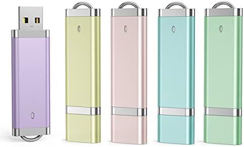 Aiibe 5 Pack 16GB 16G USB 2.0 Flash Drive Bright Thumb Drives Data Storage Memory Stick Portable Pen Jump Drives (16GB, 5 Mixed Colors: Blue Green Yellow Pink Purple)