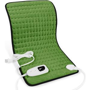 Deepsoon Heating Pad, Electric Heating Pads for Back, Neck, Abdomen, Moist Heating Pad for Shoulder, Knee, Arms, Legs, Dry/Moist Heat & Auto Shut Off, Christmas Gifts for Men and Women, Green Black, 24x12 Inch