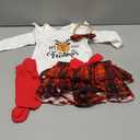 FYBITBO Newborn Baby Girl Christmas Outfits Cute Letter Romper Ruffle Plaid Skirt Dress Infant Christmas Outfit Clothes Set (6-9 Months)