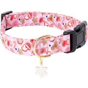3 x Faygarsle Pink Dog Collar - Christmas Design Pattern for Small, Medium & Large Dogs - Cute & Stylish