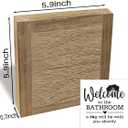 3 x Funny Dog Bathroom Decor - Rustic Wooden Box Sign for Bathroom Shelf, Vintage Decorative Accessory, Freestanding Tabletop Restroom Sign, Welcome to the Bathroom A Dog Will Be with You Shortly (Style 01)