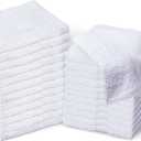 Living Fashions Premium White Cotton Washcloths Set of 24 - Thick Loop Pile Wash Cloths 12"x12" - Ultra-Soft 100% Ring-Spun Cotton Face Towels - Luxury Spa Quality Face Cloths