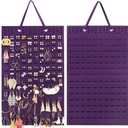 Resovo Hanging Earrings Organizer, Wall Earring Holder with 2 Hooks, Holds Up To 300 Pairs, Compact Design, Soft Material-Dark Purple (22.5*13.6 inches)