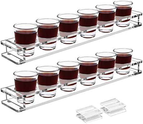 Beautyflier Pack of 2 Acrylic Shot Glass Holder, Shot Glass Serving Tray for Bar, Restaurant, Party, Family Gathering (Shot Glasses Not Included)
