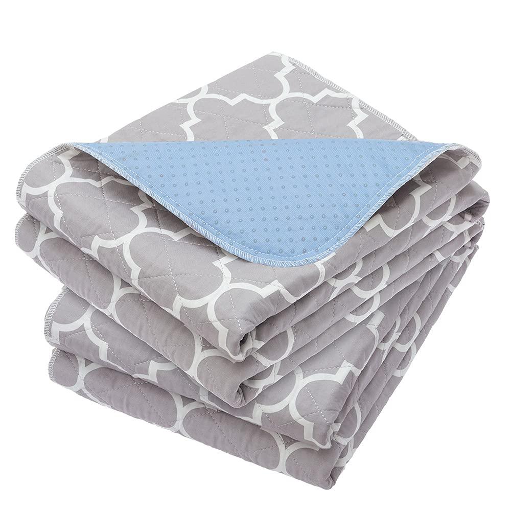 OUTCREATOR® Washable Bed Pads 34" x 36" (Pack of 4), Incontinence Mattress Protector, Anti-Slip Waterproof Underpads for Adults Kids Elderly Pets, Absorbency & Reusable Bedwetting Pads (Gray)