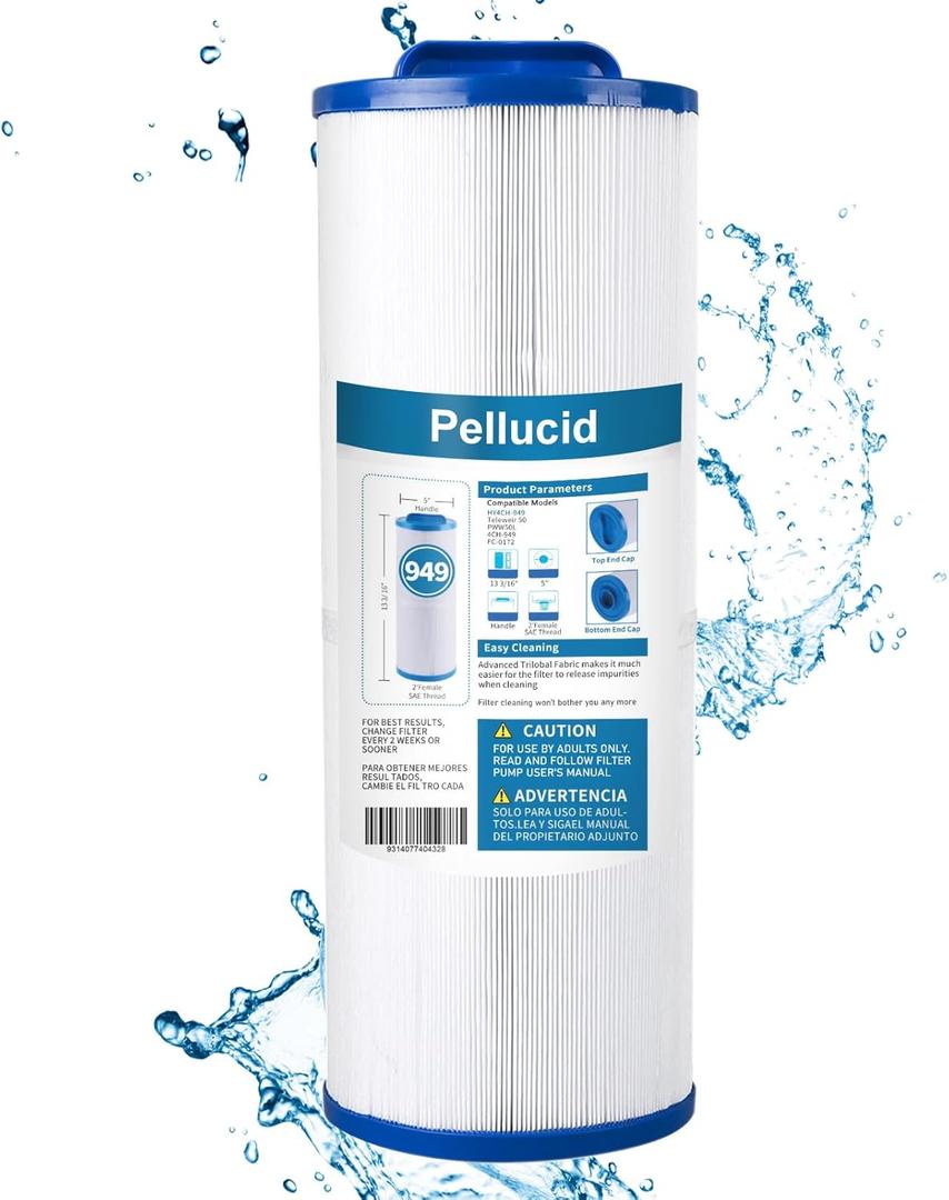 Hot Tub Filter Compatible with Unicel 4CH-949, Pleatco PWW50L, Filbur FC-0172, SD-01143, 817-4050, Rising Dragon 50, Easy to Clean and Reuse, Advanced Spa Filter with Long Life