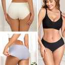 FINETOO 6 Pack Womens Seamless Underwear Full Coverage No Show Hipster Panties Sexy Stretchy Invisible Briefs Bikini Lingerie (L)
