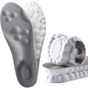 2 Pairs 4D Cloud Insoles for Men Women, 4D Cloud Technology Insole Super Soft, 4D Cloudsole Insoles Elastic Strong Arch Shock-Absorbing (Gray, US Men: 9-9.5/Women: 10.5-11)