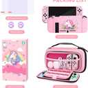 Unicorn Carrying Case Compatible with Nintendo Switch-Pink Portable Hard Shell Storage Bag and Protective Case Cover,Screen Protectors for Nintendo Switch,Switch Protection Accessories for Girls