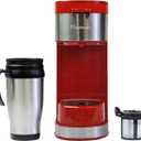 Kenmore Single Serve Coffee Maker 612 Oz Brew Sizes, Compatible with Keurig KCup Pods & Ground Coffee, One Cup Brewer, Travel Mug Friendly, Auto ShutOff, Hot & Iced maquina de cafe, Red
