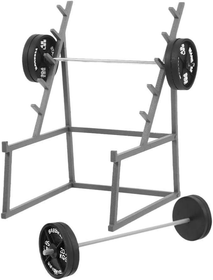 TOYANDONA Mini Dollhouse Barbell Set - 3Pcs Fitness Decor with Barbell Rack and Dumbbells, Realistic Weightlifting Model for Doll House Decoration