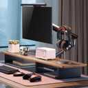 Walnut Monitor Stand for Desk (44 Inch) Large Monitor Stands for 2 Monitors, Desk Shelf for Top of Desk Walnut Monitor Shelf