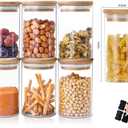 Glass Jars with Bamboo Wooden Airtight Lids 6oz 10oz Spice Jars Food Storage Containers for Home Kitchen, Tea, Salt, Pepper, Spices, Coffee, Herbs, Grains (10 OZ, 6 PCS)