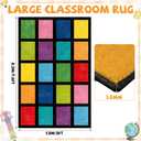 5x7.6 ft Rainbow Color Squares Classroom Rug Happy Squares Educational Area Mat Rainbow Themed Colorful Play Carpet Back to School Learning Mat for Elementary Preschool Nursery(Rainbow Color)