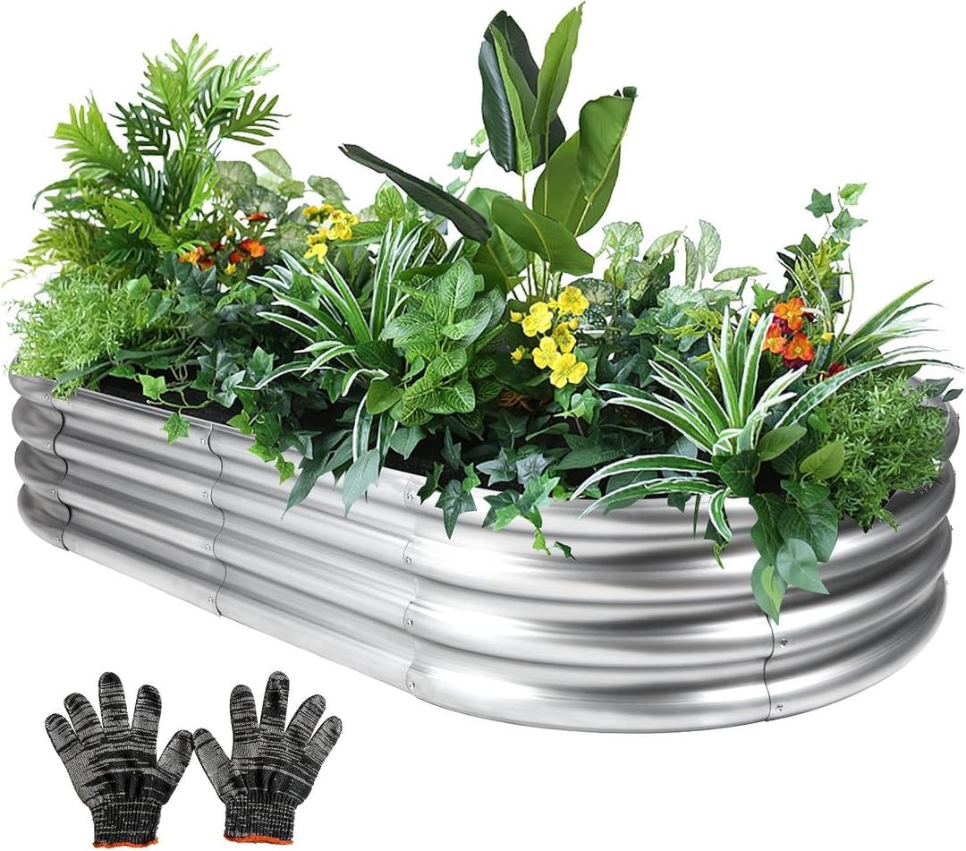 841 ft Large Galvanized Raised Garden Bed Outdoor, Easy Assembly Metal Planter Box for Gardening, Vegetables, Herbs, Flower