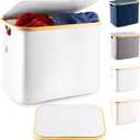 LONBET Laundry Basket with Lid, Made from Breathable Fabric | Aesthetic Clothes Hampers for Laundry with Side Handles & Sturdy Bamboo Frame (13 Gallons - Box, Light Gray)