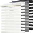 AOSKY Cordless Zebra Blinds for Windows Pull Down Roller Window Shades Dual Layer Light Filtering Privacy for Day and Night, Free-Stop Door Shades for Home Easy to Install (34" W X 72" H, Beige)