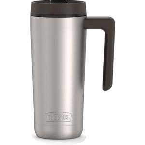 THERMOS ALTA SERIES Stainless Steel Mug 18 Ounce, Matte Steel/Espresso Black