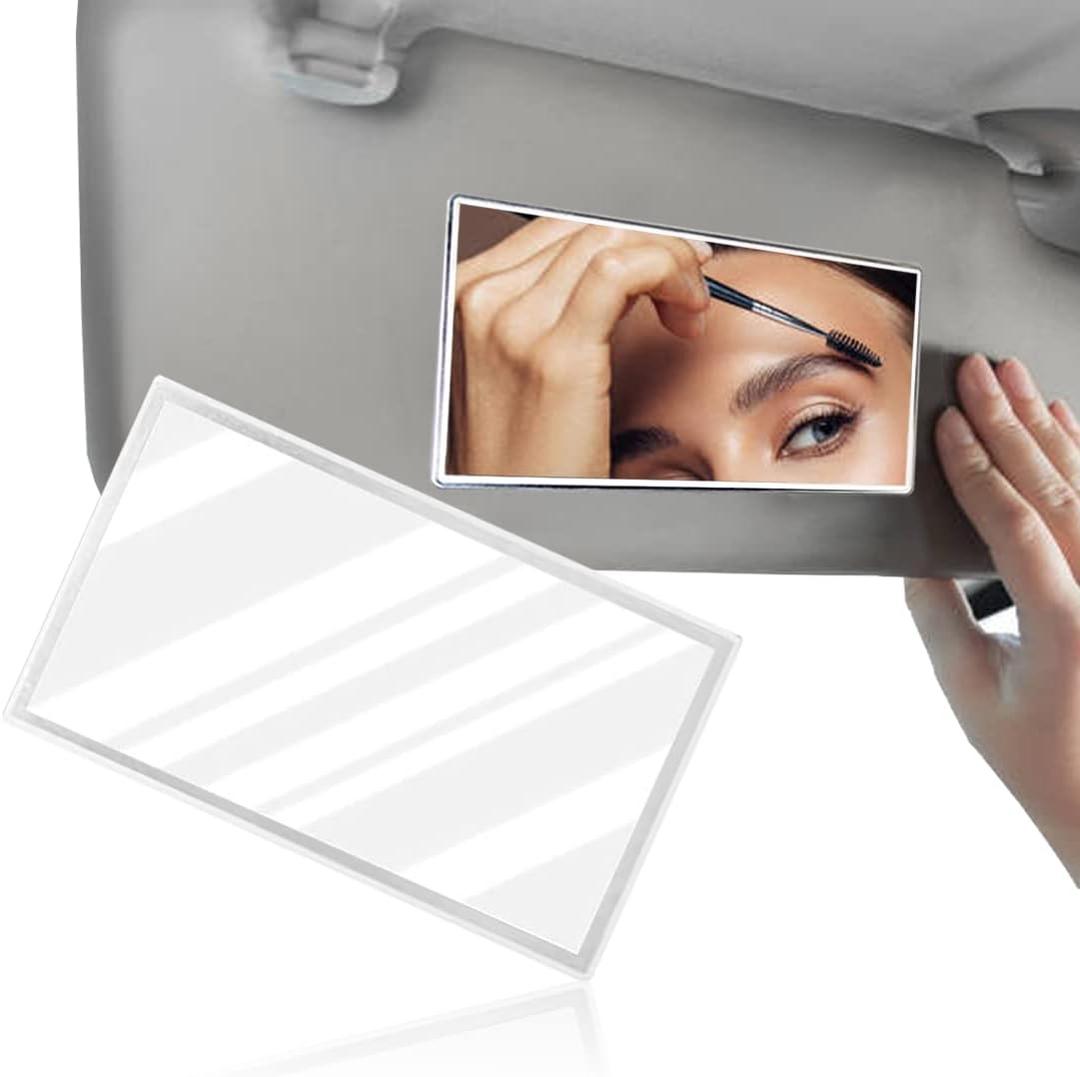 Randconcept - Large Car Sun Visor Adhesive Vanity Mirror, Car Interior Cosmetic Makeup Mirror, Seatback Stainless Steel Portable Accessories for Automotive Truck SUV Vehicle