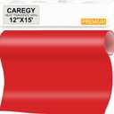 CAREGY HTV Heat Transfer Vinyl Iron on Vinyl 12 inch x15 Feet Roll Easy to Cut & Weed DIY Design for T-Shirts (Red)
