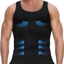 MEETYOO Slimming Undershirt Shapewear Gynecomastia Compression Shirt Men Body Shaper (X-Large, Black)