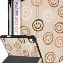 for iPad A16 Case 2025 - for iPad 10th Generation Case Cute Women Girls Kids Girly Kawaii Teens Smile Design Pencil Holder Auto Sleep/Wake Tablet Cover for Apple 11/10 10.9 Inch