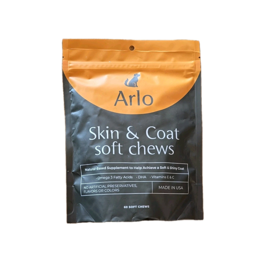 Arlo Pet Supplies Skin & Coat Soft Chews for Dogs Natural Based, 60 Soft Chews