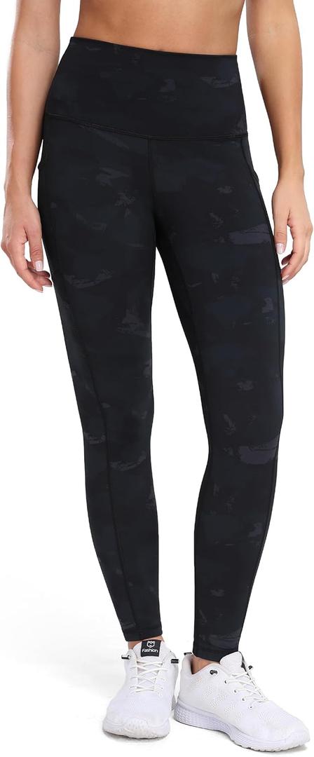 Colorfulkoala Women's High Waisted Tummy Control Workout Leggings 7/ 8 Length Yoga Pants with Pockets (XS, Splinter Camo)