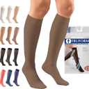 Truform Sheer Compression Stockings, 15-20 mmHg, Women's Knee High Length, 20 Denier, Espresso, X-Large
