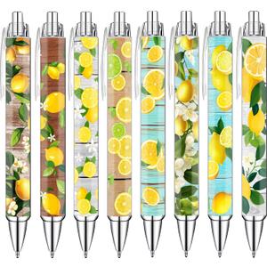 Idealmuzik Lemon Pens Set  Fun Citrus-Themed Pens for Girls, Students, and Stationery Lovers  Smooth Writing Ballpoint Pens for School, Journaling, or Gifts  Bright and Cheery Design, 8 Pack
