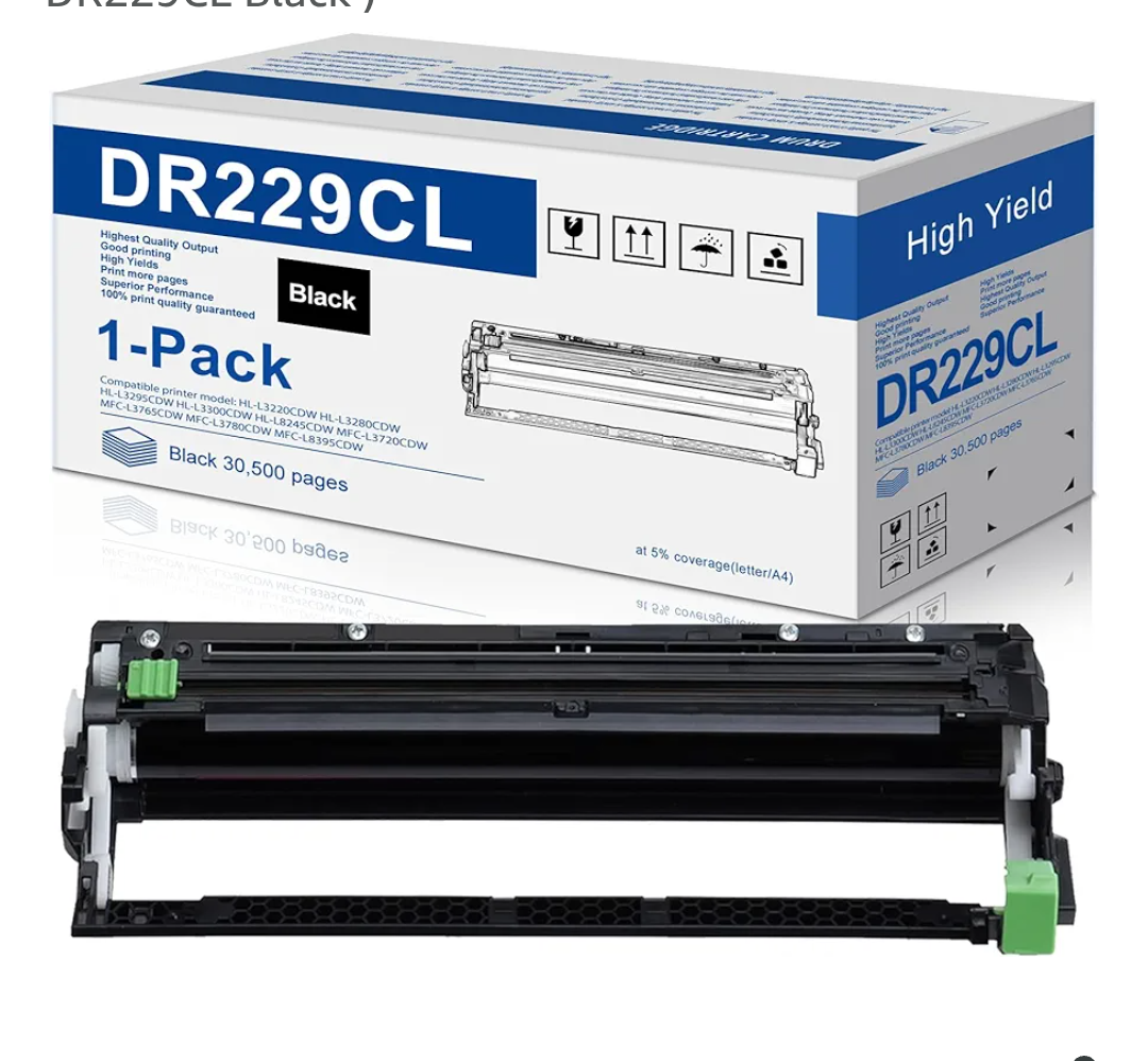 DR229CL Drum Unit 1-Pack (NOT Toner) Replacement for Brother DR229 DR-229CL DR 229CL Drum Unit for Brother MFC-L3720CDW MFC-L3780CDW HL-L3220CDW HL-L3300CDW Printer ( DR229CL Black )
