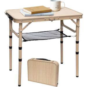Small Folding Table 2FT Camping Table 3 Adjustable Height Lightweight Portable Aluminum Mini Foldable for Picnic Beach Indoor Outdoor, Yellow (23.6" x 15.7"(3 height), High-grade Yellow)