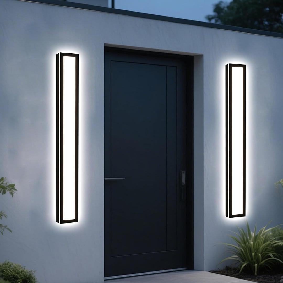 MELUCEE 2 Pack 32 inch Outdoor Wall Light for Porch 5 Color Dimmable | Modern LED Long Wall Lights Fixture,Exterior Linear Lighting Wall Mount for House Patio Garage,IP65 Waterproof,3000K-6000K