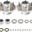 2 Sets 5 on 4.5" Bolt Circle Hot-Galvanized Idler Hub Kits for 3,500lbs Boat Trailer 1-1/16'' to 1-3/8'' Tapered Axle, Inner & Outer Cone Bearings