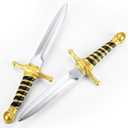 15" Fake Foam Swords Martial Arts Weapons, Realistic Dagger Knife Toy, Foam Short Sword Prop for Play Fighting and Assassins Costume Accessory (Gold 2 Pcs)
