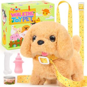 Tagitary Plush Toys Walking Dog Toys That Can Walk, Bark and Wag Tail,Interactive Electronic Pet Toys Puppy with Leash,Easter Christmas Birthday Gift for Toddlers Kids