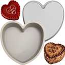 Heart Shaped Cake Pans 8 Inch  Set of 2 Nonstick Silicone Heart Cake Pan for Baking, Oven & Microwave Safe Molds  Durable, Easy-Clean Matte Surface - Grade Novelty Shaped Cake Pans (Gray)