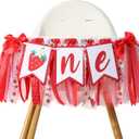 Strawberry One High Chair Banner - First Birthday Decorations, Sweet One High Chair Decorations, Berry 1st Birthday Photo Prop