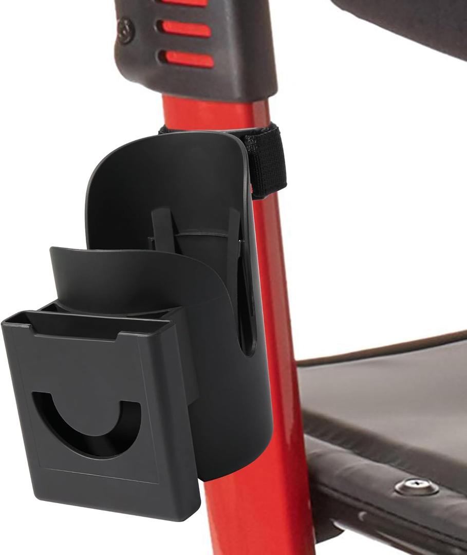 Wheelchair Cup Holder 2 in 1 Strap-on Walker Cup and Phone Holder Compatible with Drive Medical Nitro Rollator Walkers Cup Holder for Wheelchair, Walker, Rollator, Camper